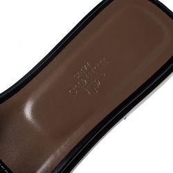 Pre Owned Hermes Black Leather Oran Slip On Slide Size 38.5
