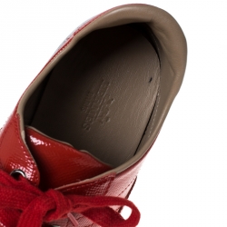Hermes Red Patent Leather Low Top Sneakers Size 37.5