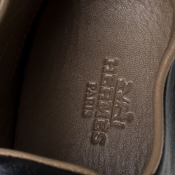 Pre Owned Hermes Black Leather And Suede Trail Sneakers Size 38.5