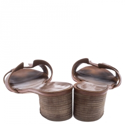 Pre Owned Hermes Brown Calf Leather Oasis Slide Sandals