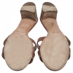 Pre Owned Hermes Brown Calf Leather Oasis Slide Sandals