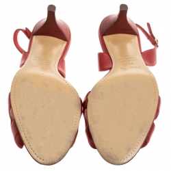 Pre Owned Hermès Red Leather Night 70 Ankle Strap Sandals Size 36.5