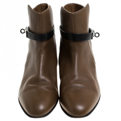 Hermes Brown Leather Neo Ankle Boots Size 38.5