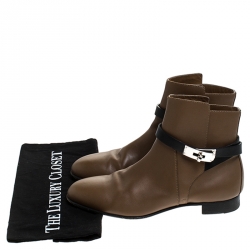 Hermes Brown Leather Neo Ankle Boots Size 38.5