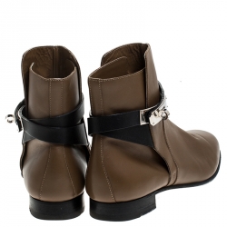 Hermes Brown Leather Neo Ankle Boots Size 38.5