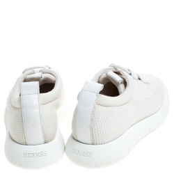 Hermes White Mesh Team Sneakers Size 38