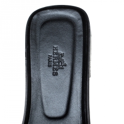 Hermes Black Glitter Leather Oran Flat Slides Size 41