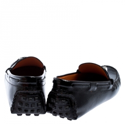 Hermes Black Patent Leather Irving Slip On Loafers Size 39.5