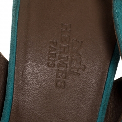 Hermes Turquoise Suede Night Slingback Sandals Size 38