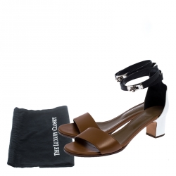 Hermes Tricolor Leather Manege Ankle Wrap Sandals Size 40.5