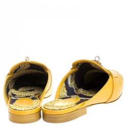 Hermes Mustard Calfskin Leather Palladium Plated Oz Mules Size 41