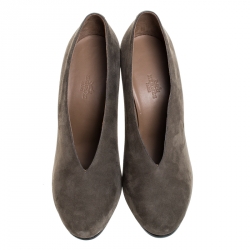 Hermes Khaki Suede Florida Pumps Size 39.5
