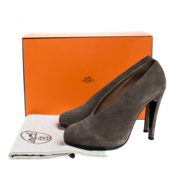 Hermes Khaki Suede Florida Pumps Size 39.5
