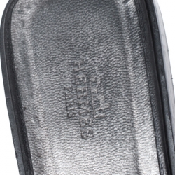 Hermes Metallic Silver Leather Oran Flat Slides Size 38.5