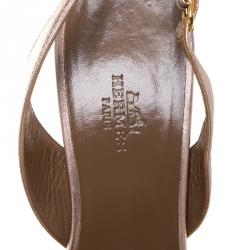 Hermes Metallic Bronze Leather Night Slingback Sandals Size 39