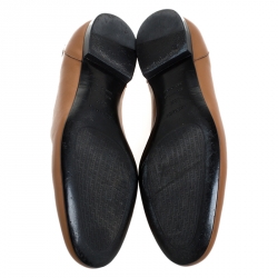 Pre Owned Hermes Brown Leather Ballet Flats Size 38.5