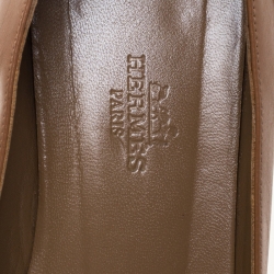 Pre Owned Hermes Brown Leather Ballet Flats Size 38.5