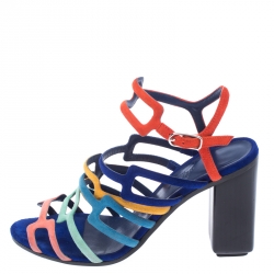 Hermes Multicolor Suede Oracle Sandals Size 38.5