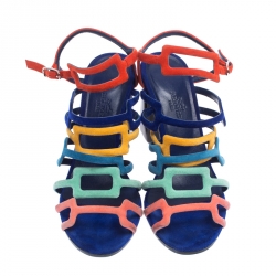 Hermes Multicolor Suede Oracle Sandals Size 38.5