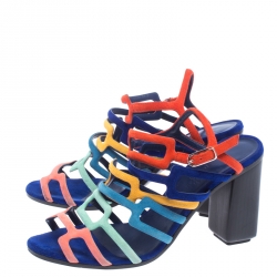 Hermes Multicolor Suede Oracle Sandals Size 38.5