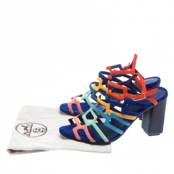 Hermes Multicolor Suede Oracle Sandals Size 38.5