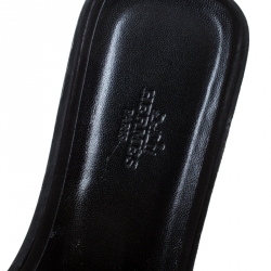 Pre Owned Hermes Black Crystal Suede Oran Flat Slides Size 40.5