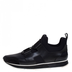 Hermes Black Fabric and Leather Player Sneakers Size 41