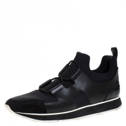 Hermes Black Fabric and Leather Player Sneakers Size 41