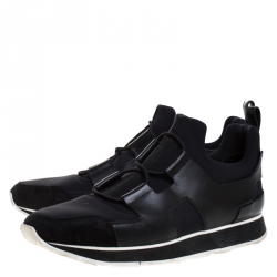 Hermes Black Fabric and Leather Player Sneakers Size 41