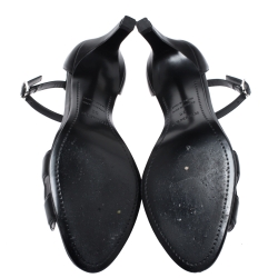 Hermes Black Leather Premiere Ankle Strap Sandals Size 36