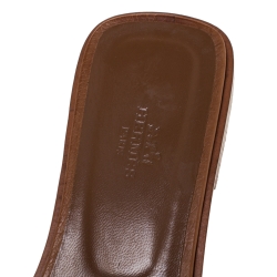 Hermes Brown Ostrich Leather Oran Sandals Size 39