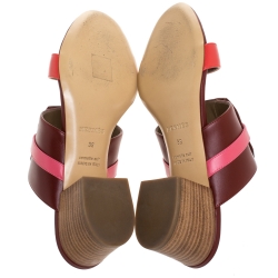 Pre Owned Hermes Tricolor Leather Ovation Slide Sandals Size 39