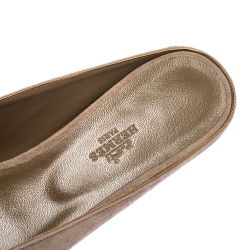 Hermes Beige Suede Roxane Flat Mules Size 40
