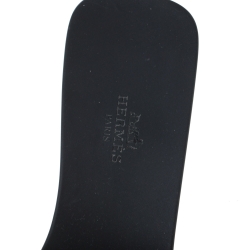 Hermes Black Rubber Aloha Flat Sandals Size 39