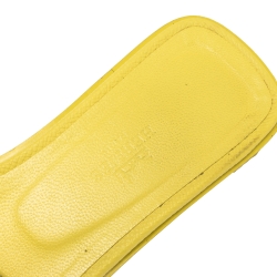 Hermes Yellow Leather Oran Flat Slides Size 37