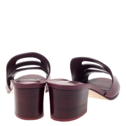 Hermes Burgundy Leather Mona Slide Sandals Size 39.5