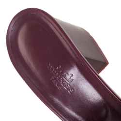 Hermes Burgundy Leather Mona Slide Sandals Size 39.5