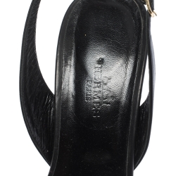 Hermes Black Leather Studded Night Slingback Sandals Size 38.5