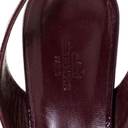 Pre Owned Hermes Burgundy Patent Leather Night Slingback Sandals Size 39