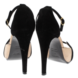 Hermès Black/Beige Suede Highlight Ankle Strap Sandals Size 40