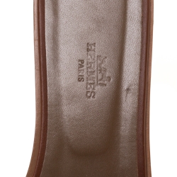 Pre Owned Hermes Brown Leather Oran Flat Sandals Size 41