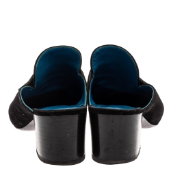 مملوكة مسبقًا Hermes Black Suede Trocadero Slip on Mule Size 39