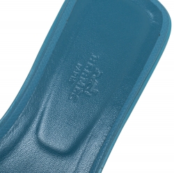 مملوكة مسبقًا Hermes Light Blue Leather Oran Flat Sandals Size 40