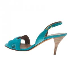 Hermes Blue Suede Night Sandals Size 37