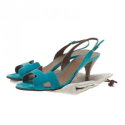 Hermes Blue Suede Night Sandals Size 37