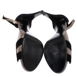Hermes Black/Grey Suede and Leather Highlight Ankle Strap Sandals Size 40