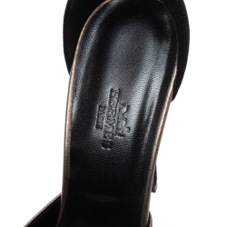 Hermes Black/Grey Suede and Leather Highlight Ankle Strap Sandals Size 40