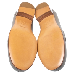 Pre Owned Hermes Tan Green Leather Kelly Loafers Size 36.5