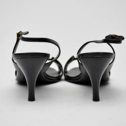 Pre Owned Hermes Black Leather Night Sandals Size 38
