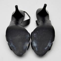 Pre Owned Hermes Black Leather Night Sandals Size 38